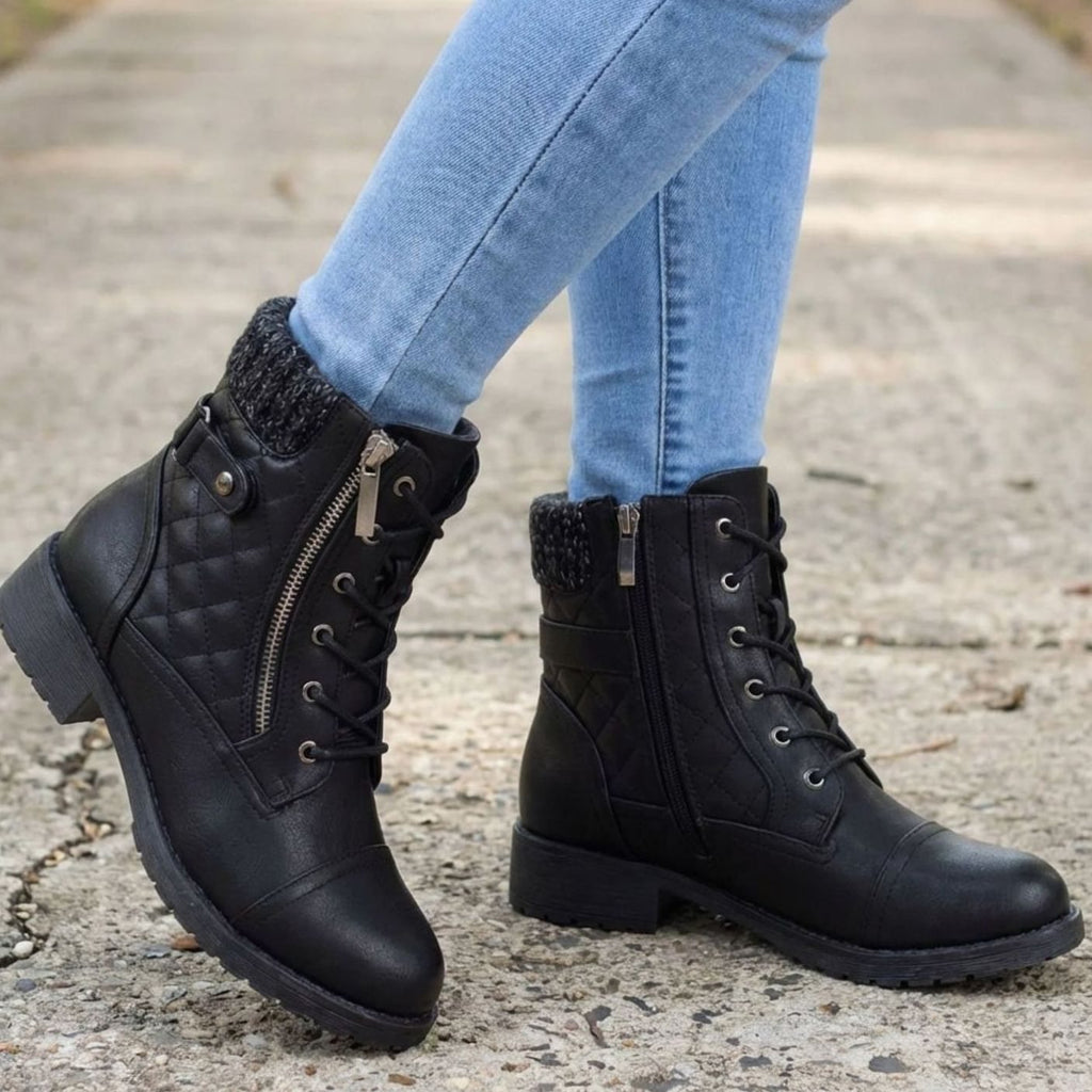 Amelia | Women's Lace-Up Ankle Boots | Side Zip · Trendzeo