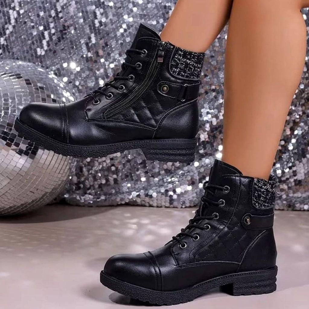 Amelia | Women's Lace-Up Ankle Boots | Side Zip · Trendzeo