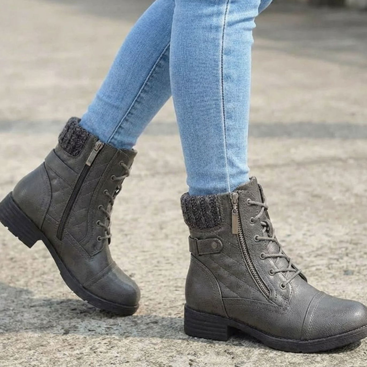 Amelia | Women's Lace-Up Ankle Boots | Side Zip · Trendzeo