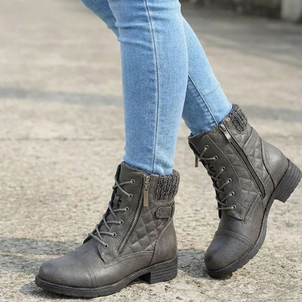 Amelia | Women's Lace-Up Ankle Boots | Side Zip · Trendzeo