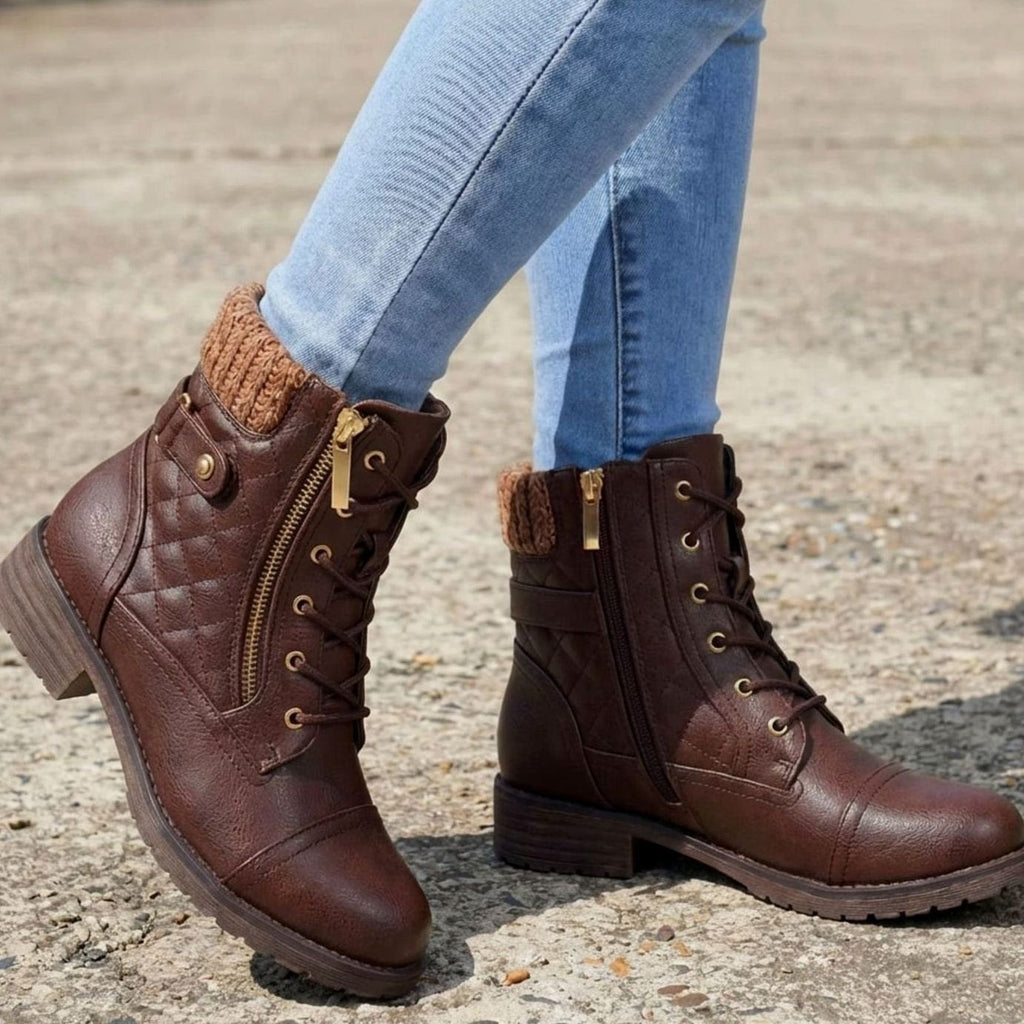 Amelia | Women's Lace-Up Ankle Boots | Side Zip · Trendzeo