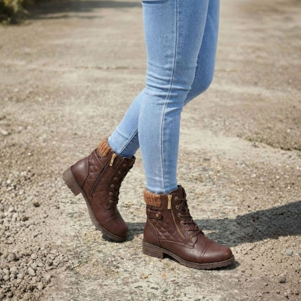 Amelia | Women's Lace-Up Ankle Boots | Side Zip · Trendzeo