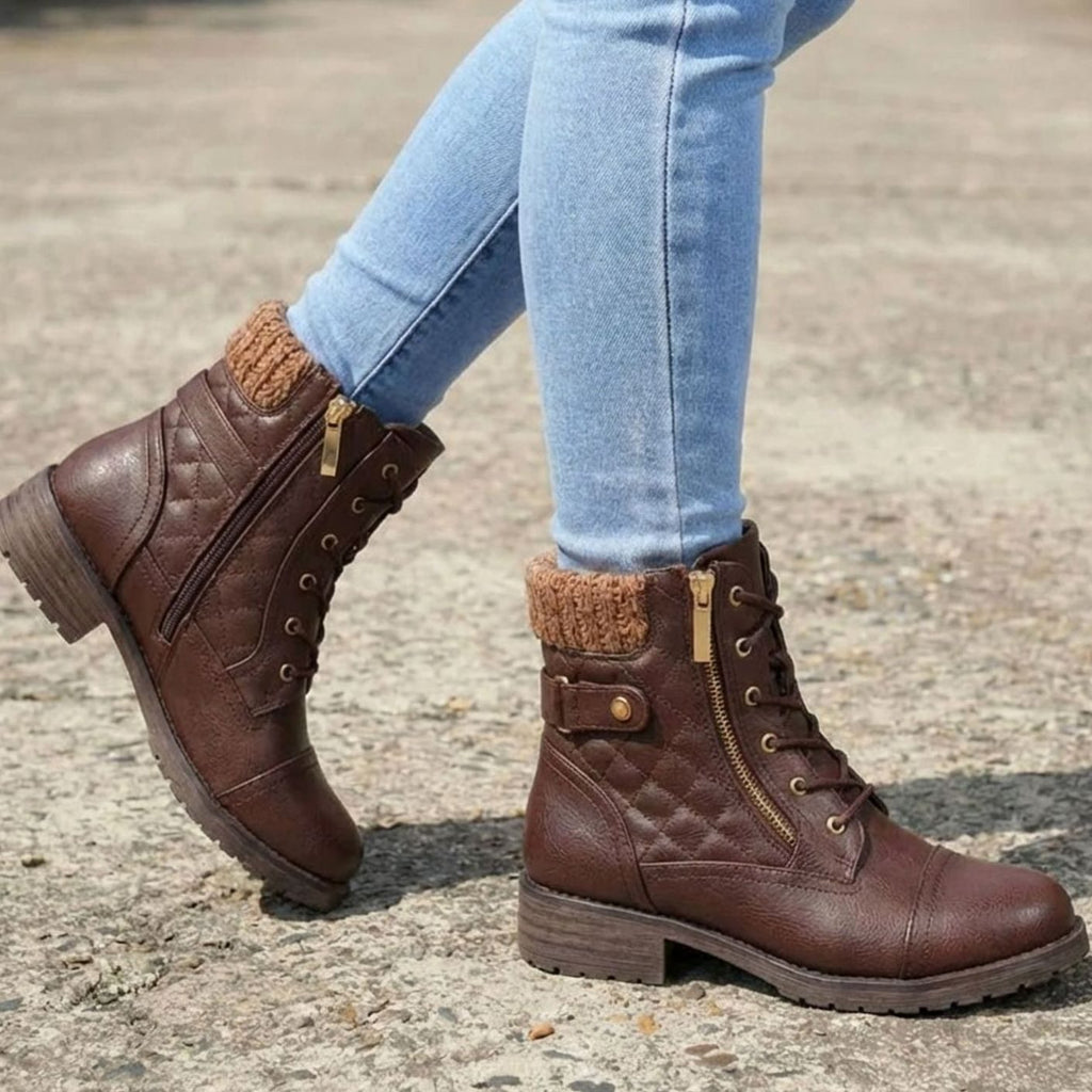 Amelia | Women's Lace-Up Ankle Boots | Side Zip · Trendzeo