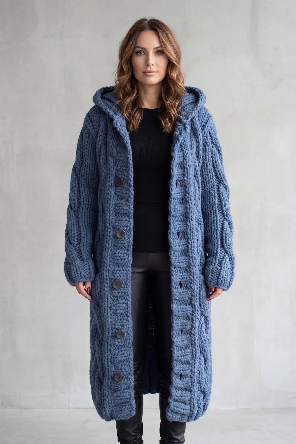 Florence | Women's Longline Hooded Cardigan | Button Front · Trendzeo