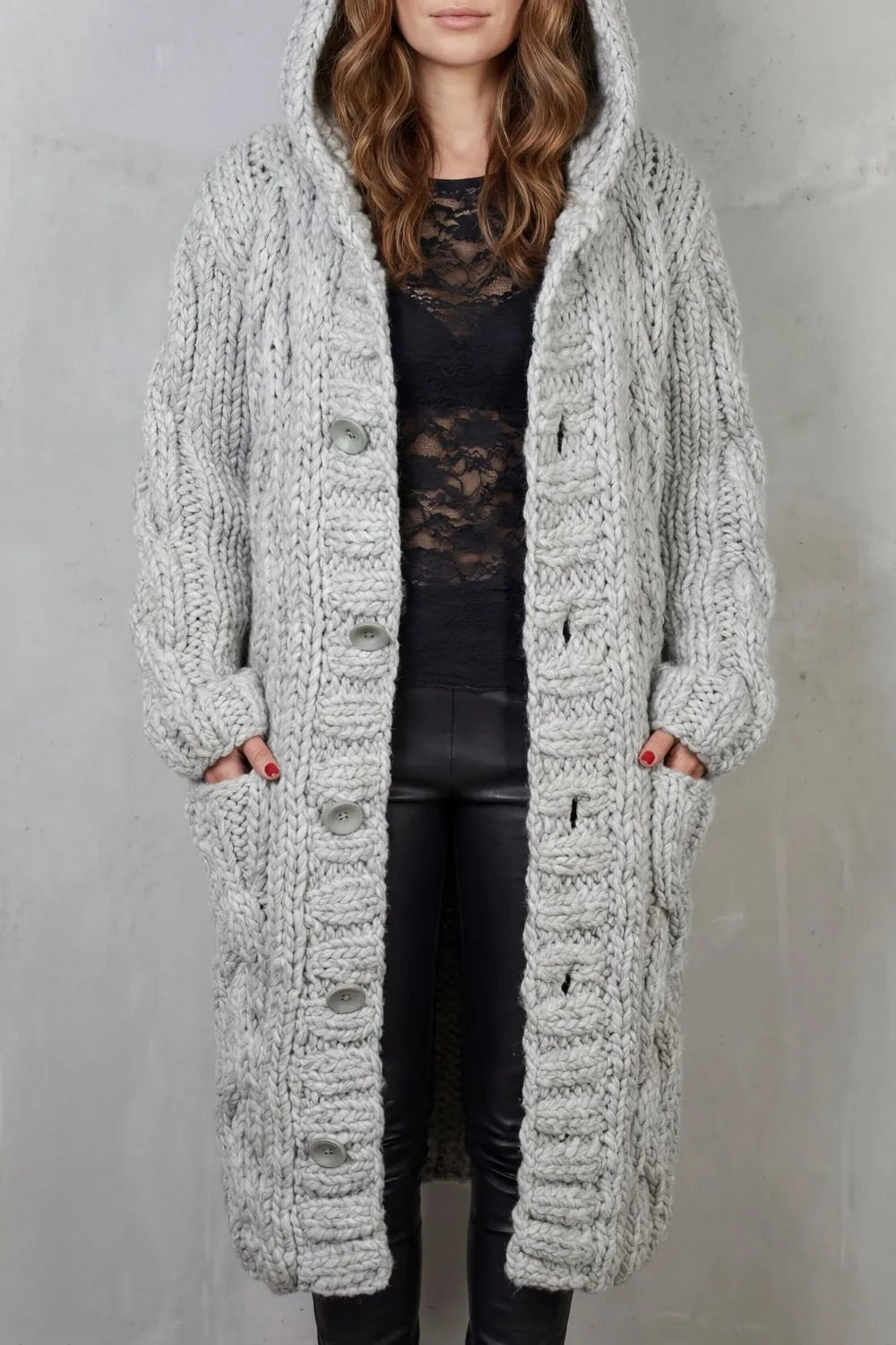 Florence | Women's Longline Hooded Cardigan | Button Front · Trendzeo