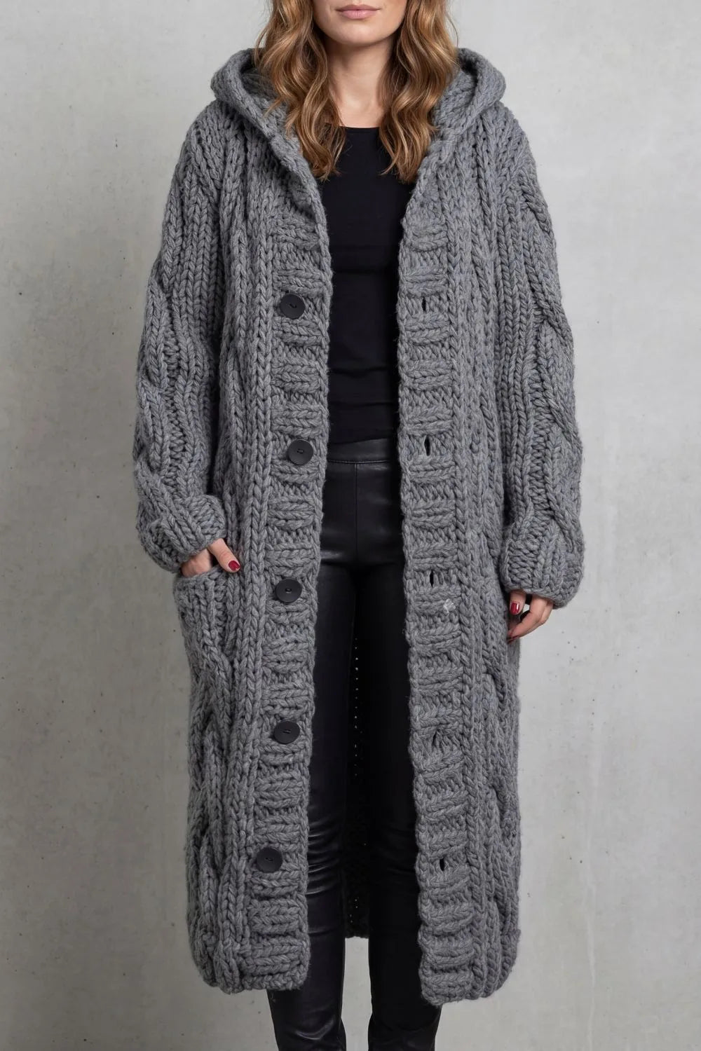 Florence | Women's Longline Hooded Cardigan | Button Front · Trendzeo