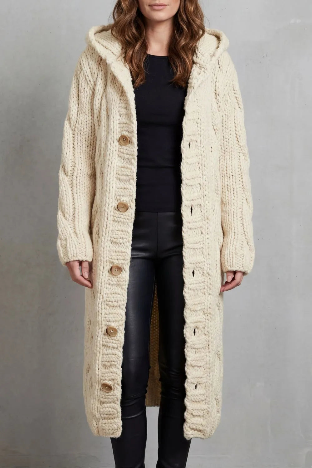 Florence | Women's Longline Hooded Cardigan | Button Front · Trendzeo