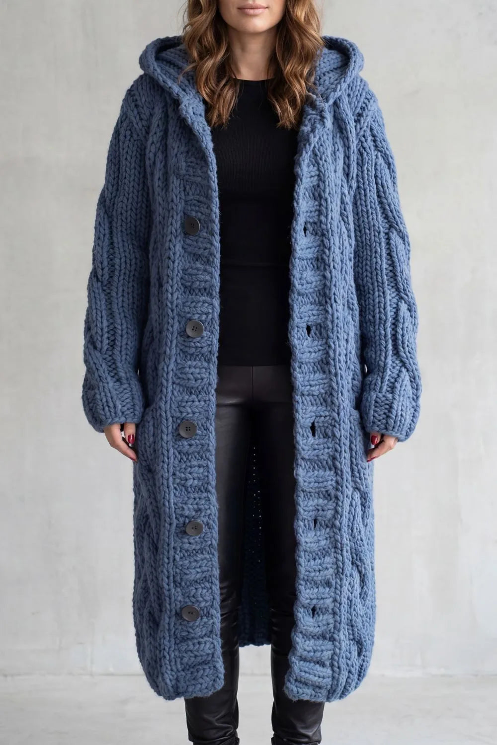 Florence | Women's Longline Hooded Cardigan | Button Front · Trendzeo