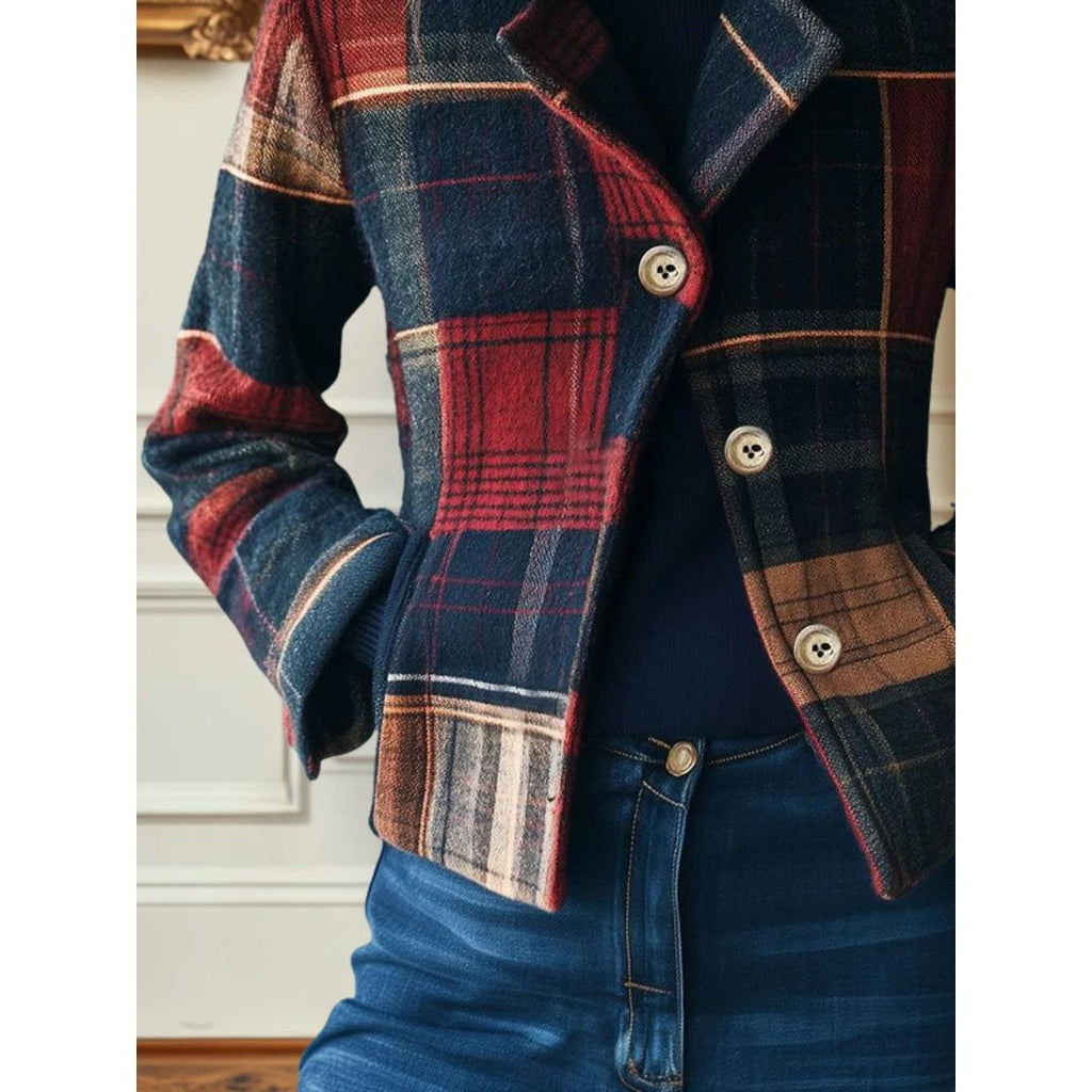 Florence | Women's Plaid Button-Front Jacket | Front Pockets · Trendzeo