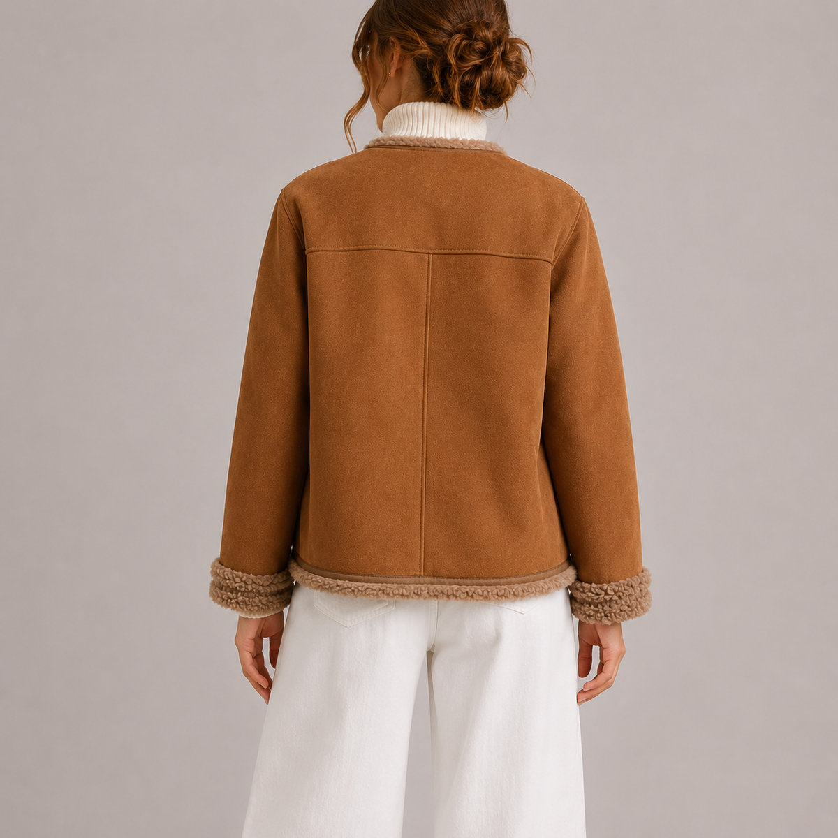 Harriet | Women's Button-Front Jacket | Collarless Neckline · Trendzeo