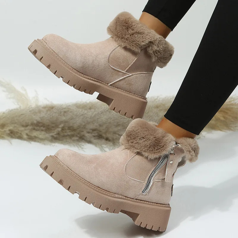 Imogen | Women's Fur-Trim Ankle Boots | Side Zip · Trendzeo