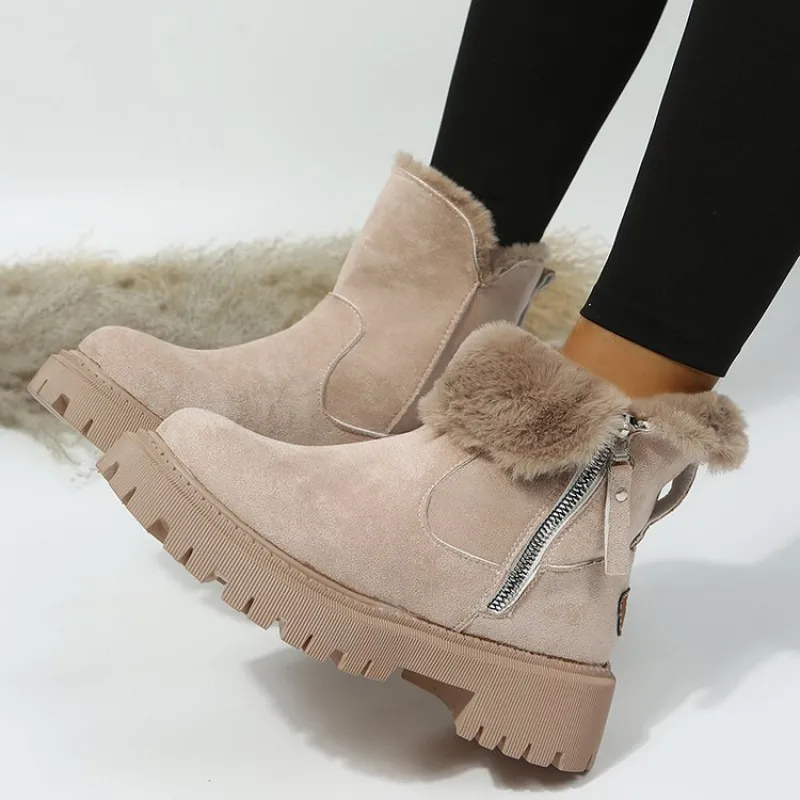 Imogen | Women's Fur-Trim Ankle Boots | Side Zip · Trendzeo