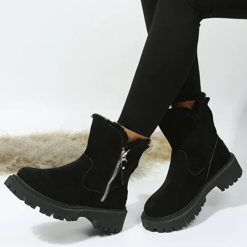 Imogen | Women's Fur-Trim Ankle Boots | Side Zip · Trendzeo