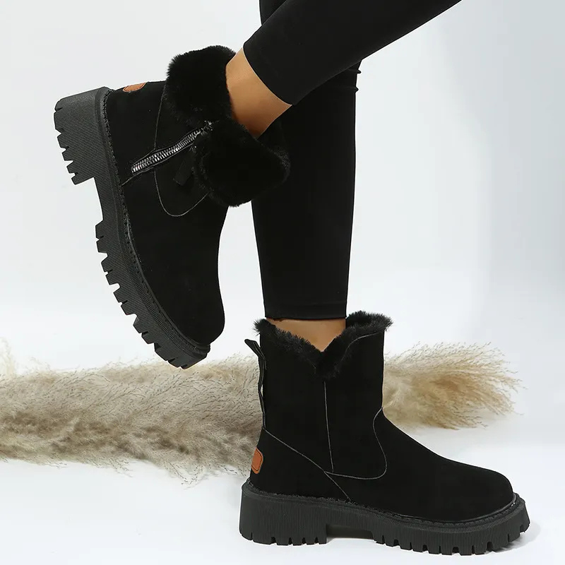 Imogen | Women's Fur-Trim Ankle Boots | Side Zip · Trendzeo