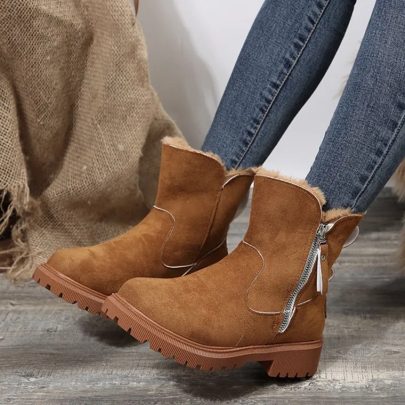 Imogen | Women's Fur-Trim Ankle Boots | Side Zip · Trendzeo