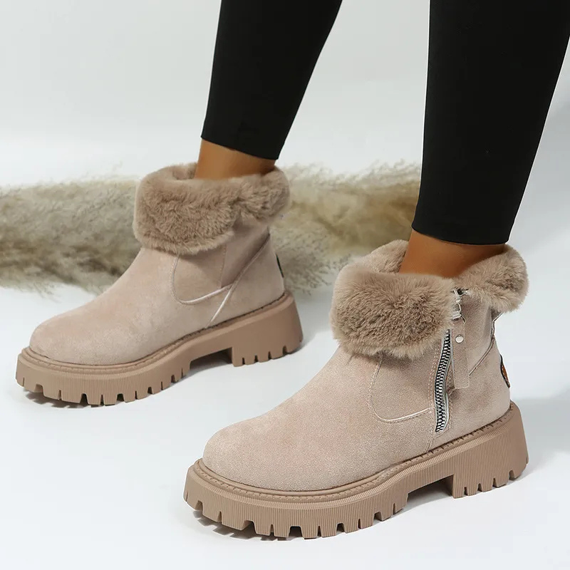 Imogen | Women's Fur-Trim Ankle Boots | Side Zip · Trendzeo