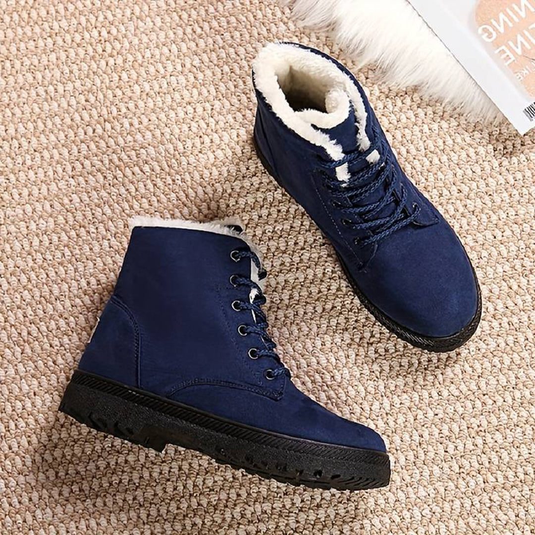 Imogen | Women's Lace-Up Ankle Boots | Faux Fur Trim · Trendzeo