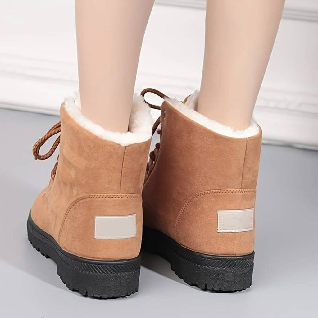 Imogen | Women's Lace-Up Ankle Boots | Faux Fur Trim · Trendzeo