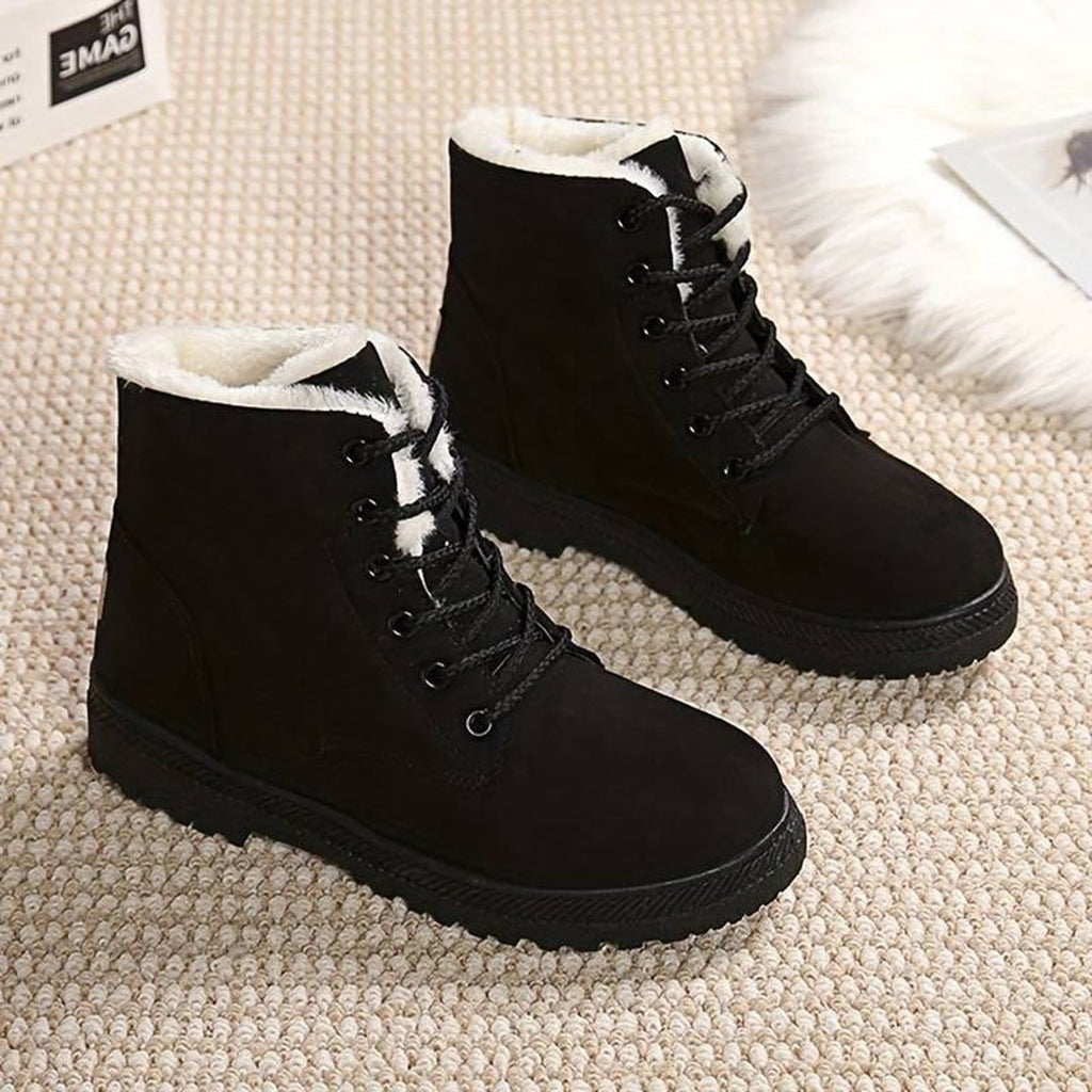 Imogen | Women's Lace-Up Ankle Boots | Faux Fur Trim · Trendzeo