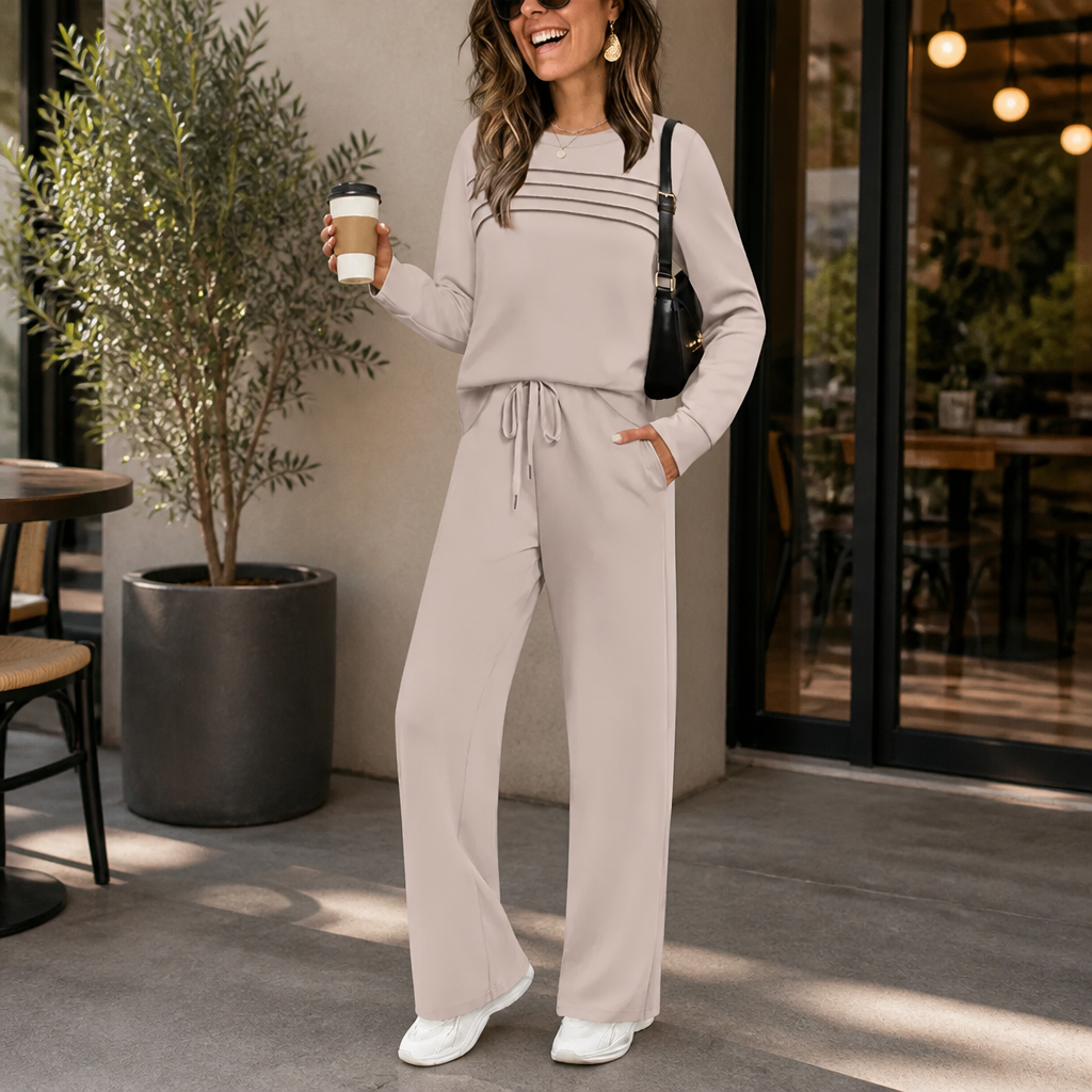 Isla | Women's Wide-Leg Loungewear Set | Drawstring Waist · Trendzeo