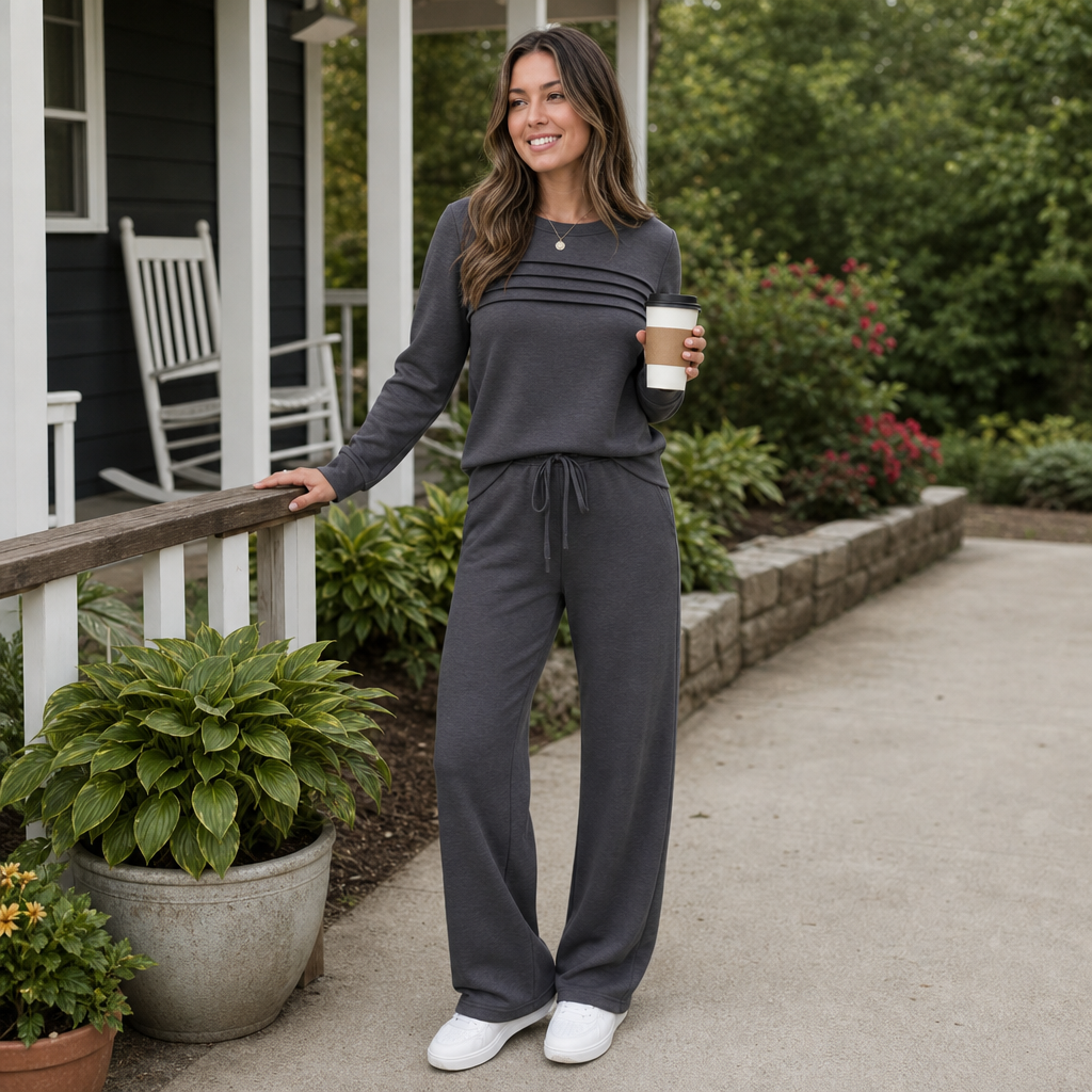 Isla | Women's Wide-Leg Loungewear Set | Drawstring Waist · Trendzeo