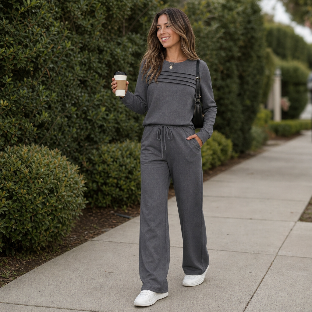 Isla | Women's Wide-Leg Loungewear Set | Drawstring Waist · Trendzeo