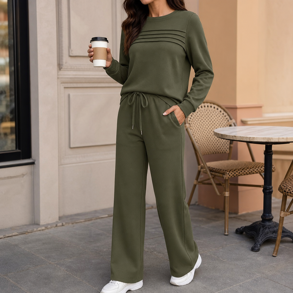 Isla | Women's Wide-Leg Loungewear Set | Drawstring Waist · Trendzeo