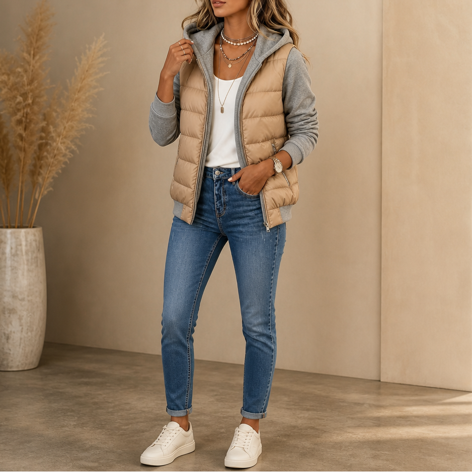 Isla | Women's Zip-Up Hooded Puffer Jacket | Front Pockets · Trendzeo