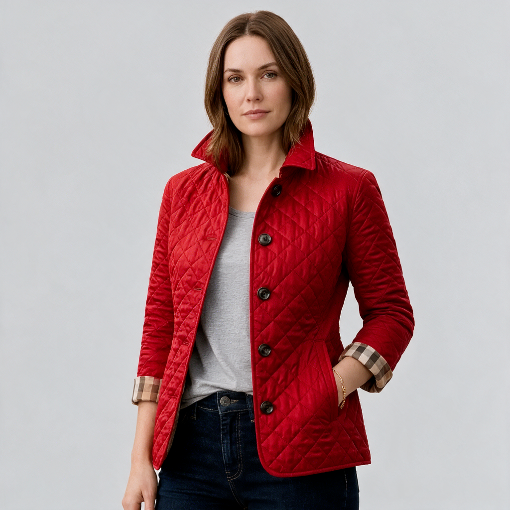 Charlotte | Women’s Diamond Quilted Jacket | Button Front High Collar-Trendzeo