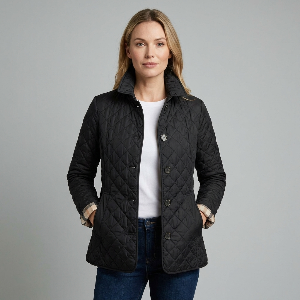 Charlotte | Women’s Diamond Quilted Jacket | Button Front High Collar-Trendzeo