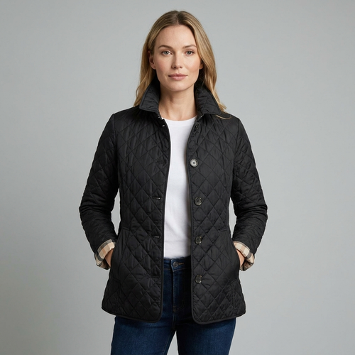 Charlotte | Women’s Diamond Quilted Jacket | Button Front High Collar-Trendzeo