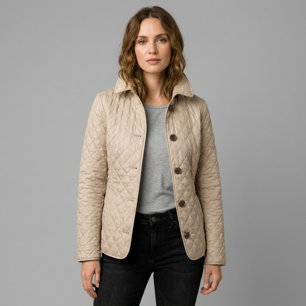 Charlotte | Women’s Diamond Quilted Jacket | Button Front High Collar-Trendzeo
