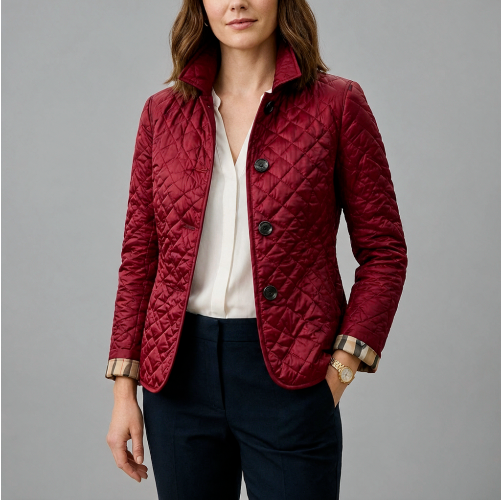 Charlotte | Women’s Diamond Quilted Jacket | Button Front High Collar-Trendzeo
