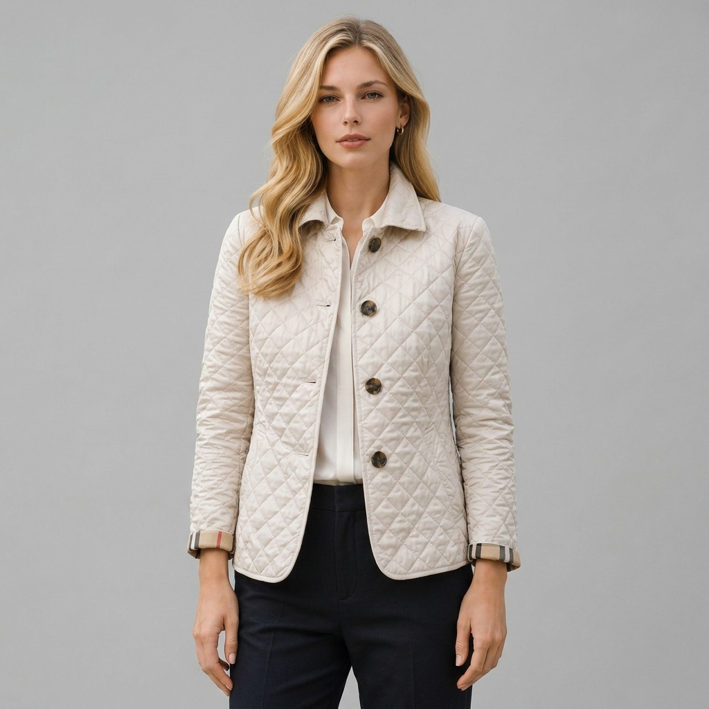 Charlotte | Women’s Diamond Quilted Jacket | Button Front High Collar-Trendzeo