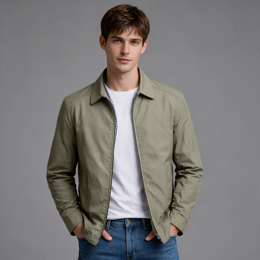 Daniel | Men’s Harrington Jacket | Zip Front Point Collar-Trendzeo
