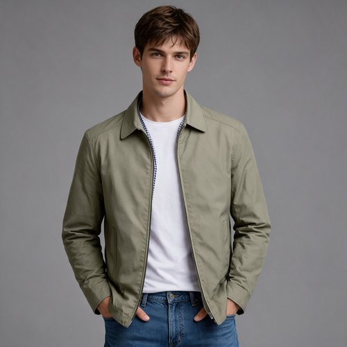 Daniel | Men’s Harrington Jacket | Zip Front Point Collar-Trendzeo