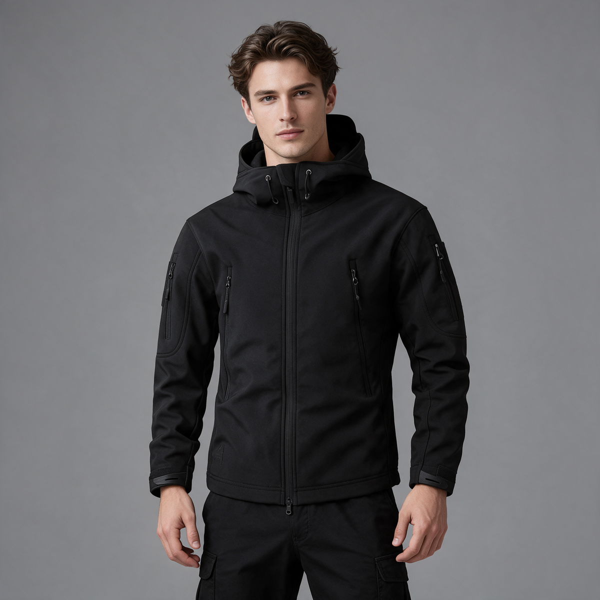 Edward | Men’s Hooded Utility Jacket | Zip Front Multi Pocket-Trendzeo