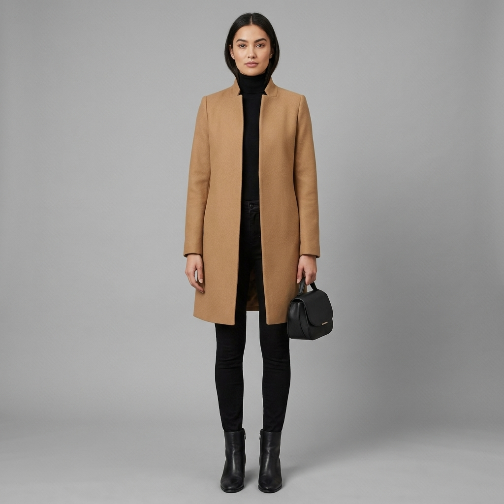 Emily | Women’s Longline Coat | Open Front Notched Collar-Trendzeo