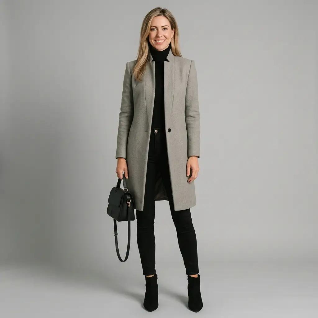 Emily | Women’s Longline Coat | Open Front Notched Collar-Trendzeo