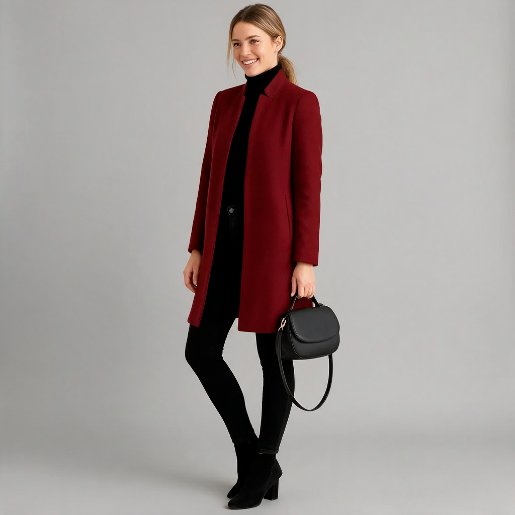 Emily | Women’s Longline Coat | Open Front Notched Collar-Trendzeo