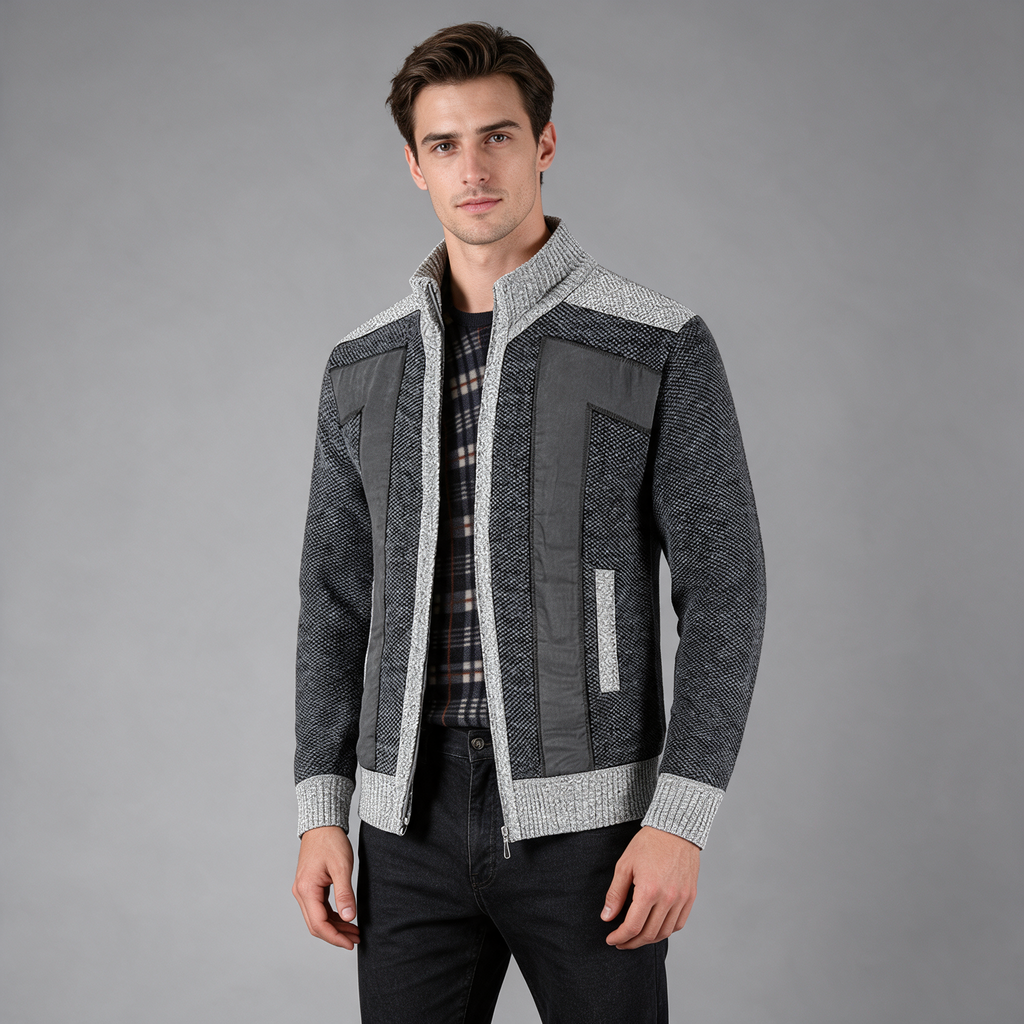 George | Men’s Panelled Zip Jacket | High Collar Long Sleeves-Trendzeo