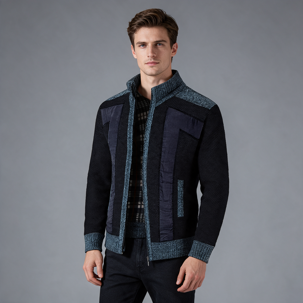 George | Men’s Panelled Zip Jacket | High Collar Long Sleeves-Trendzeo
