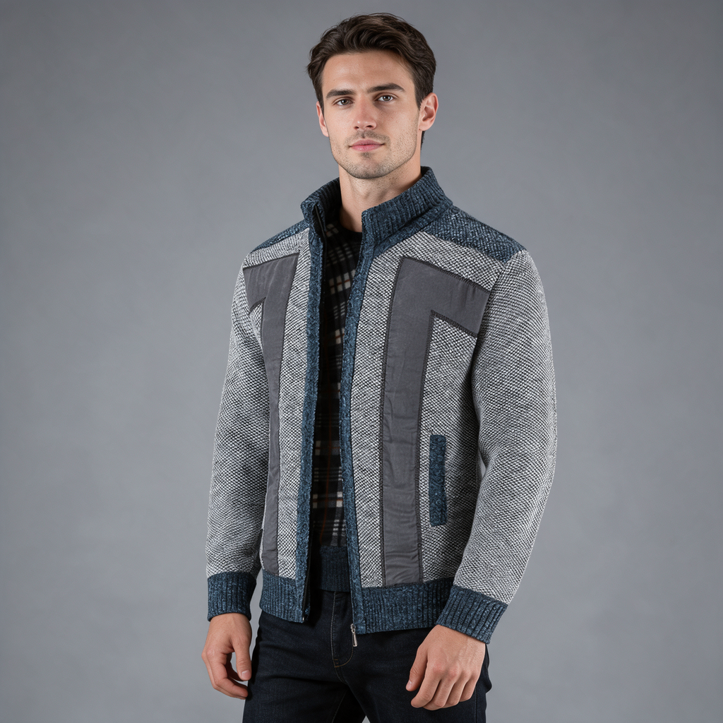 George | Men’s Panelled Zip Jacket | High Collar Long Sleeves-Trendzeo