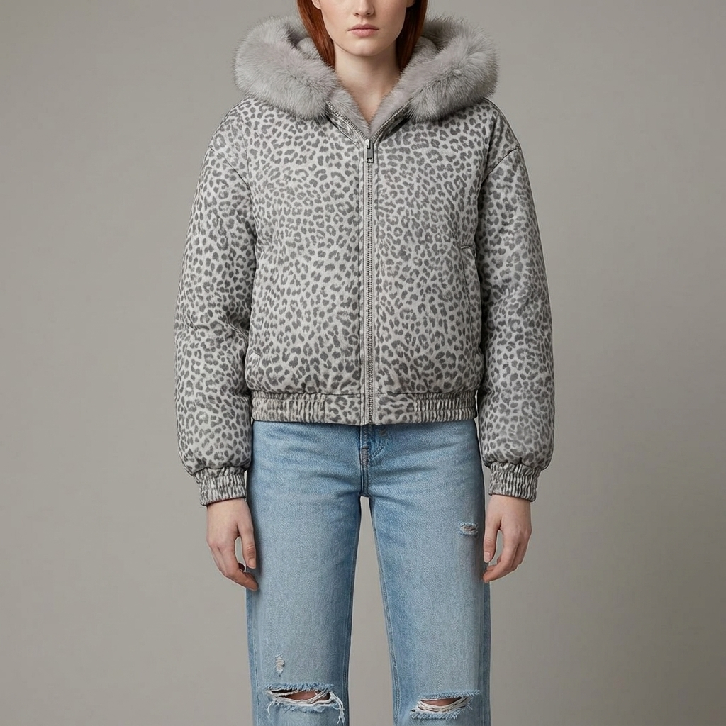 Isla | Women’s Leopard Print Hooded Jacket | Zip Front Long Sleeves-Trendzeo