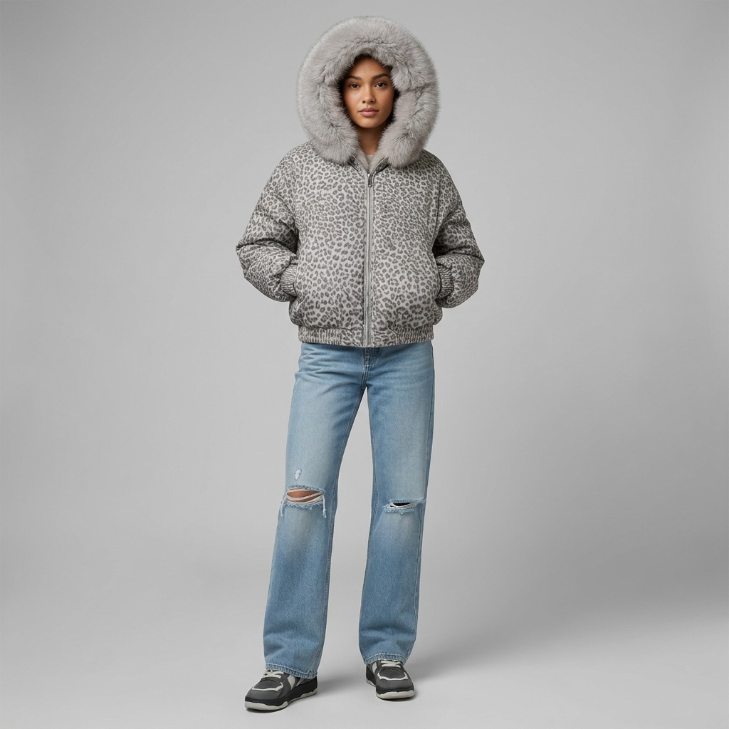 Isla | Women’s Leopard Print Hooded Jacket | Zip Front Long Sleeves-Trendzeo