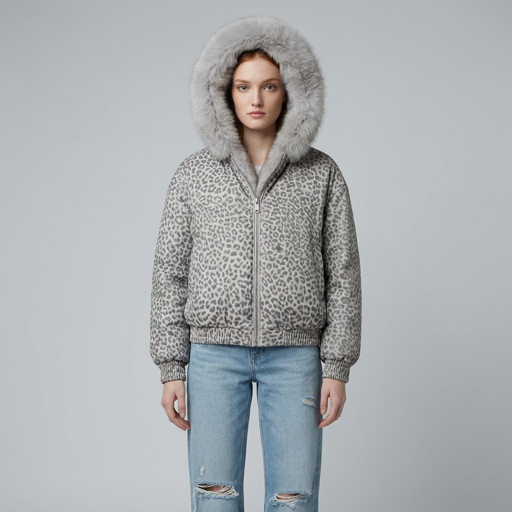 Isla | Women’s Leopard Print Hooded Jacket | Zip Front Long Sleeves-Trendzeo