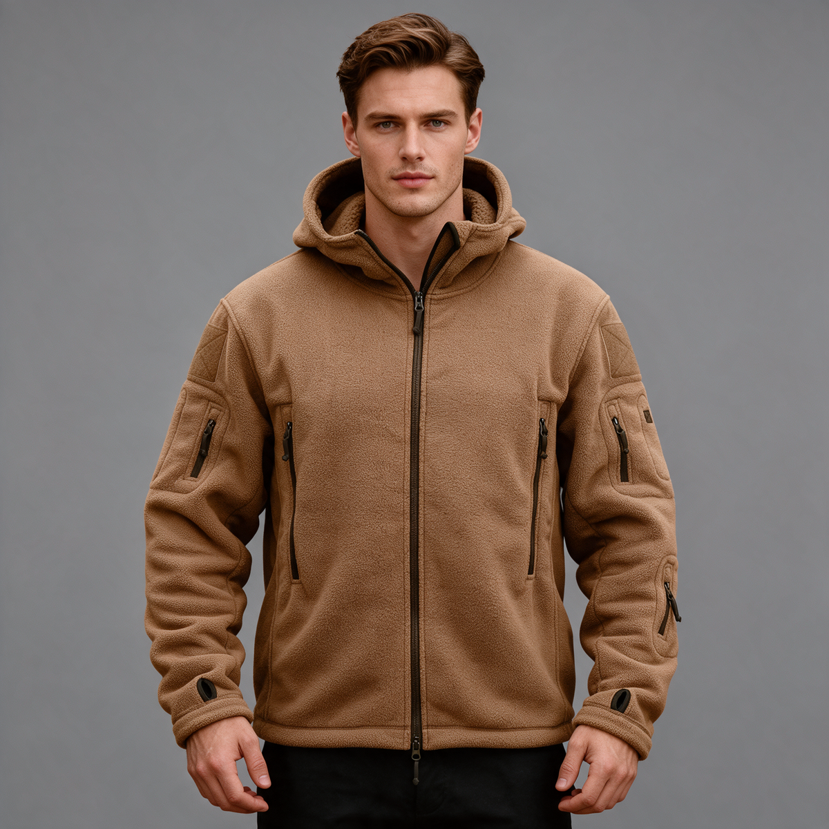Jack | Men’s Hooded Utility Jacket | Zip Front Multi Pocket-Trendzeo
