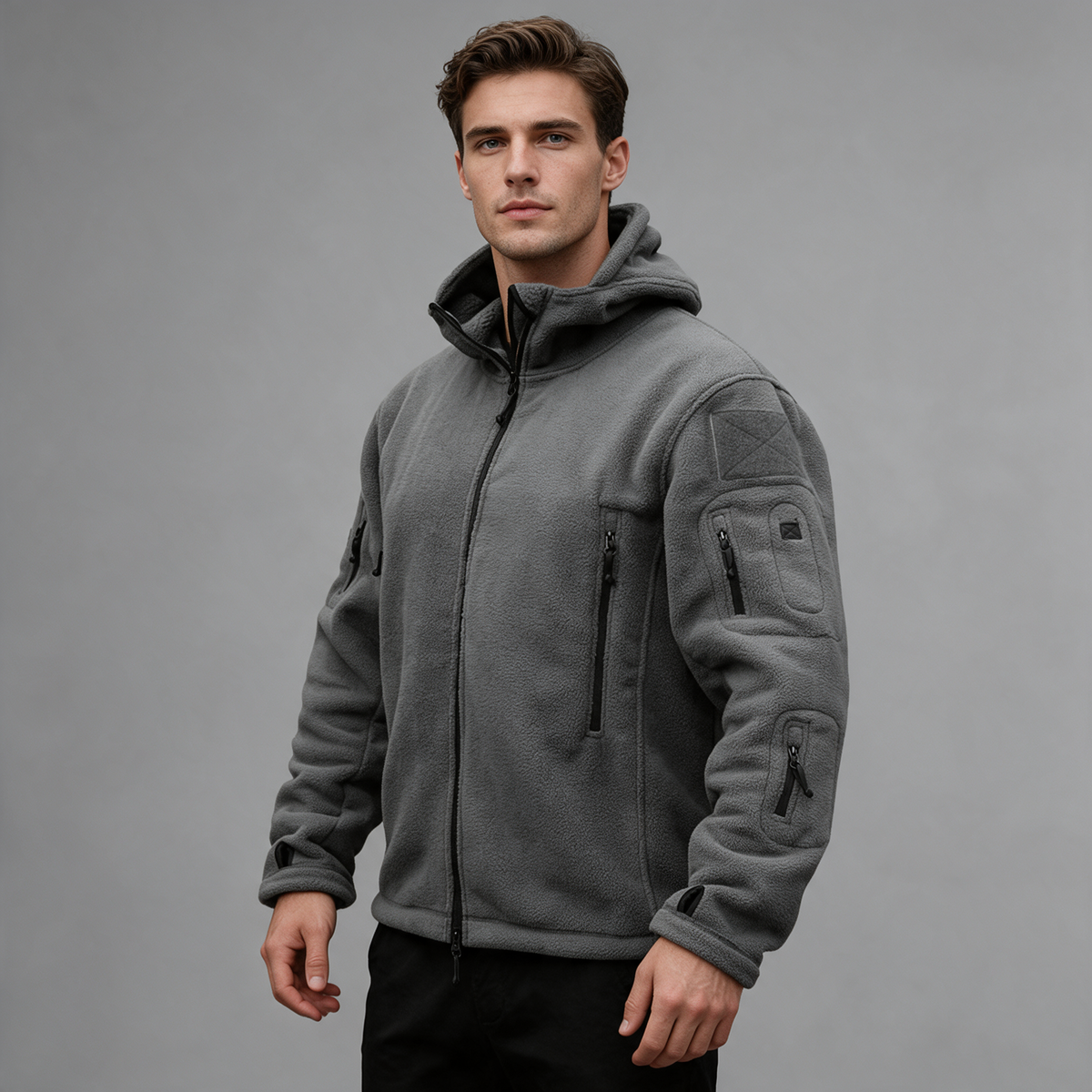 Jack | Men’s Hooded Utility Jacket | Zip Front Multi Pocket-Trendzeo