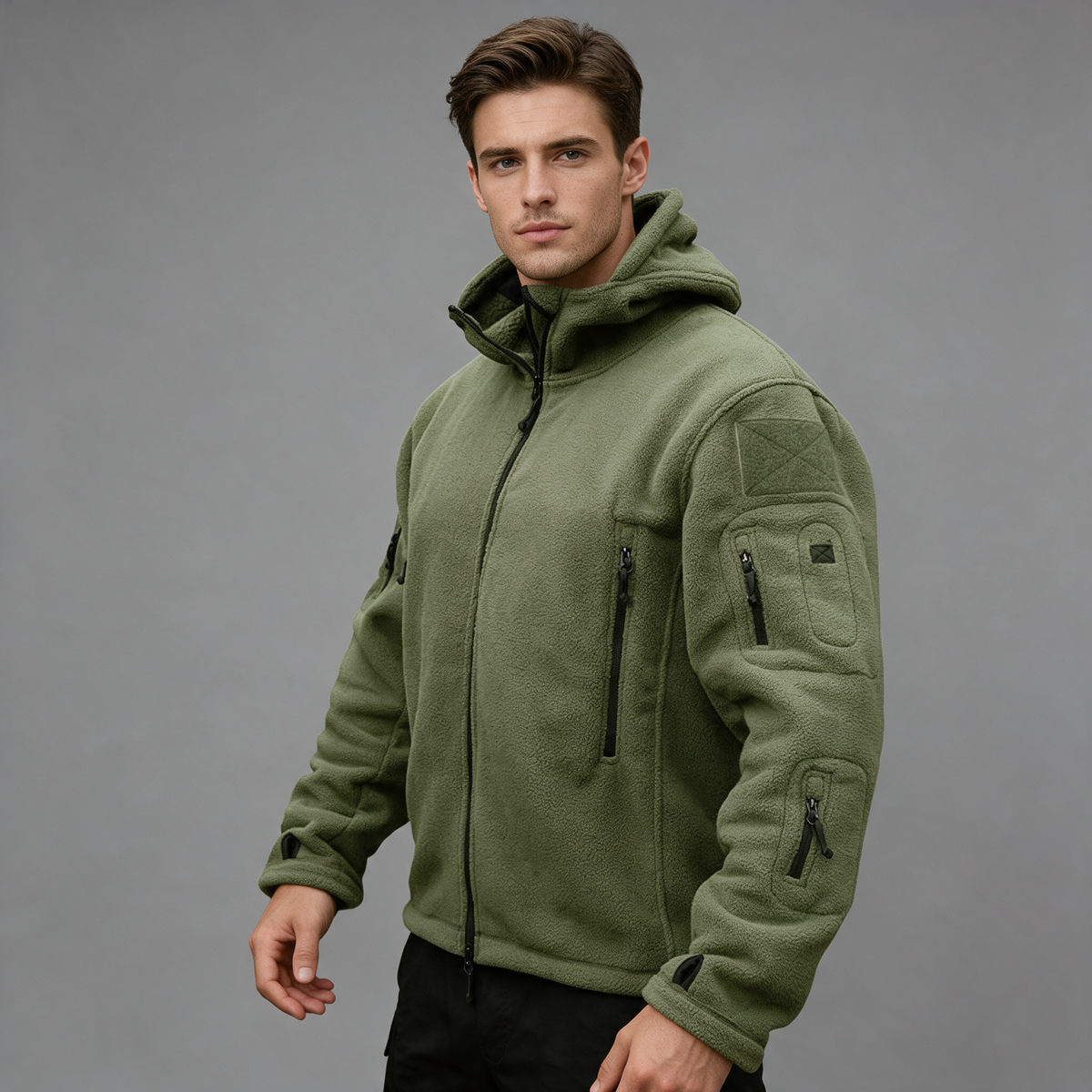 Jack | Men’s Hooded Utility Jacket | Zip Front Multi Pocket-Trendzeo