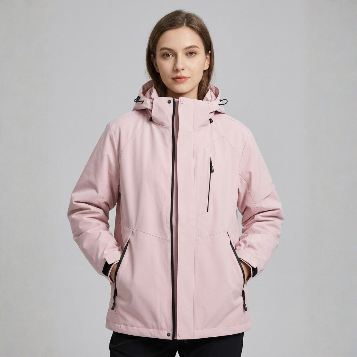 Mia | Women’s Hooded Jacket | High Collar Zip Front Casual Wear-Trendzeo